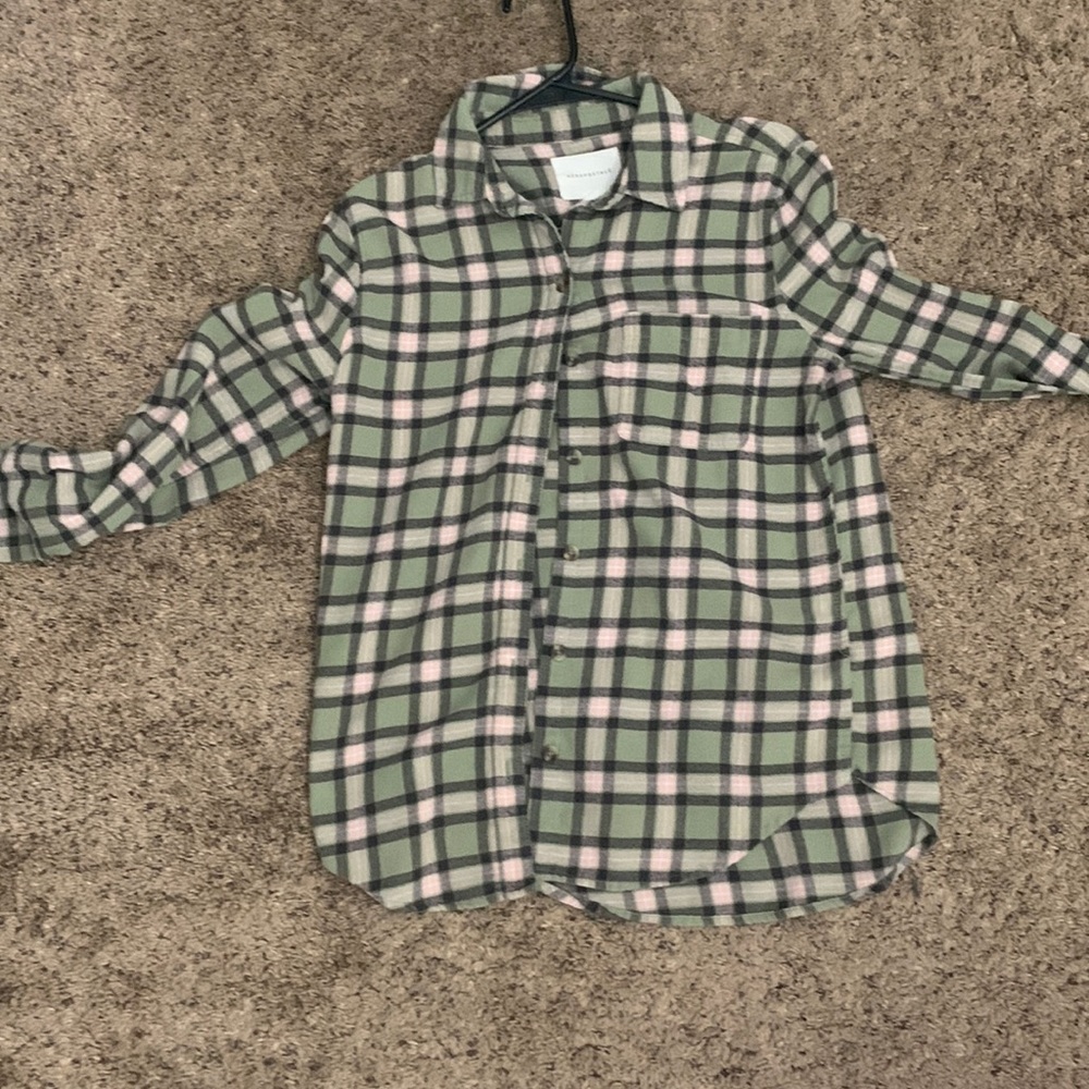 aeropostale pink and green flannel